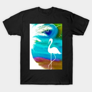 tropical sunset silhouette flamingo T-Shirt